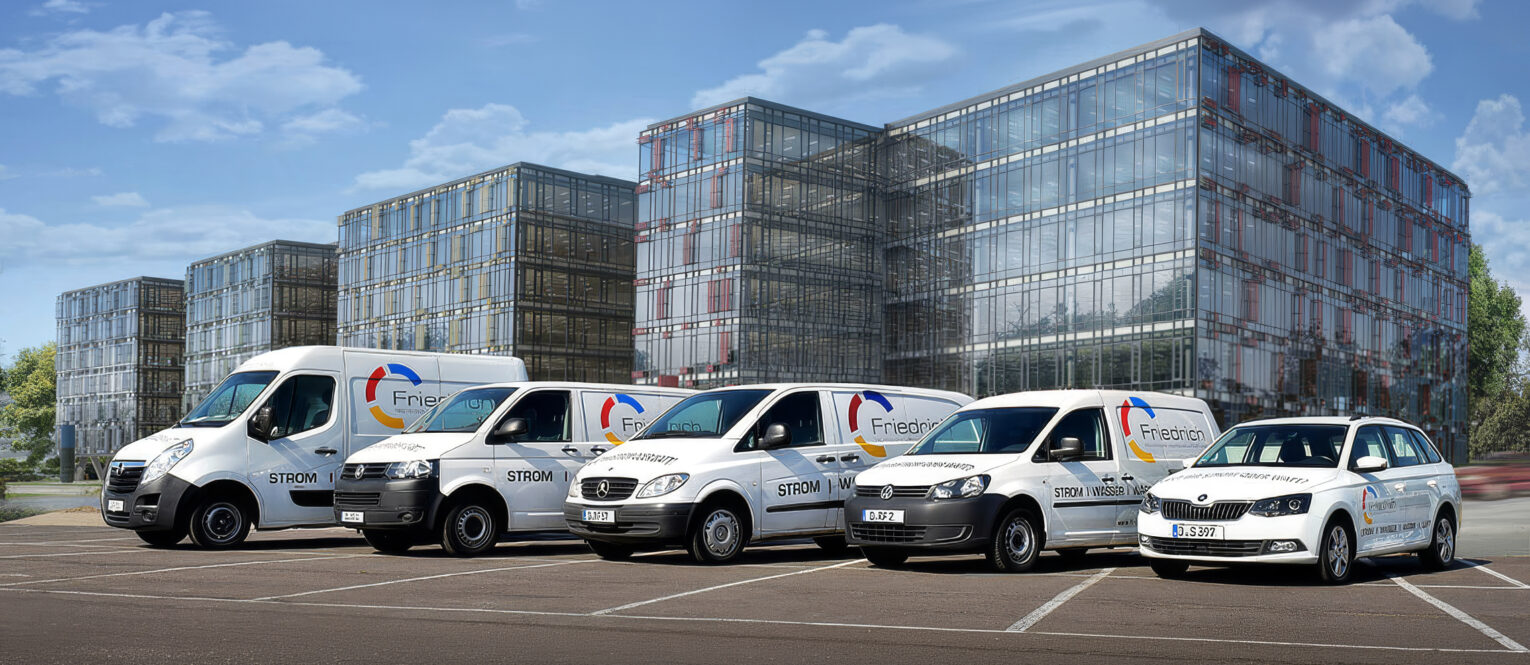 Fuhrpark der Friedrich GmbH für Heizung, Sanitär und Gebäudetechnik in Düsseldorf
